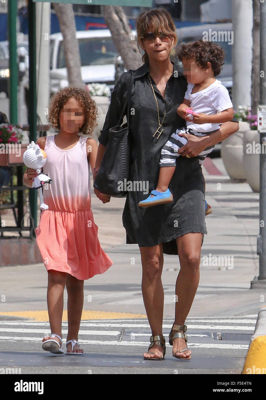 Halle Berry takes her children out for lunch in West Hollywood