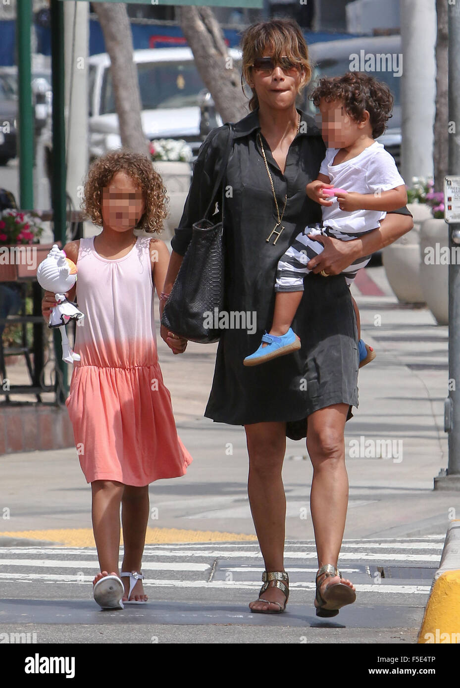 Halle Berry takes her children out for lunch in West Hollywood