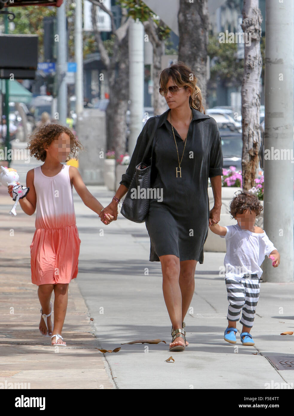 Halle Berry takes her children out for lunch in West Hollywood