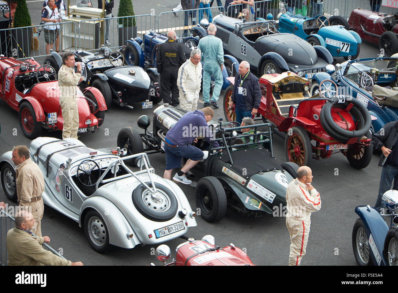 Vintage Sports Car Trophy, parc ferme, 43.AvD Oldtimer-Grand-Prix 2015 Nürburgring Stock Photo
