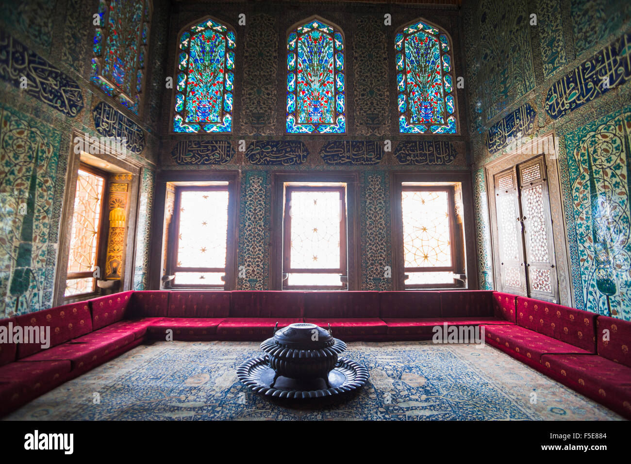 Summerhouse interior at Topkapi Palace, UNESCO World Heritage Site, Istanbul, Turkey, Europe Stock Photo