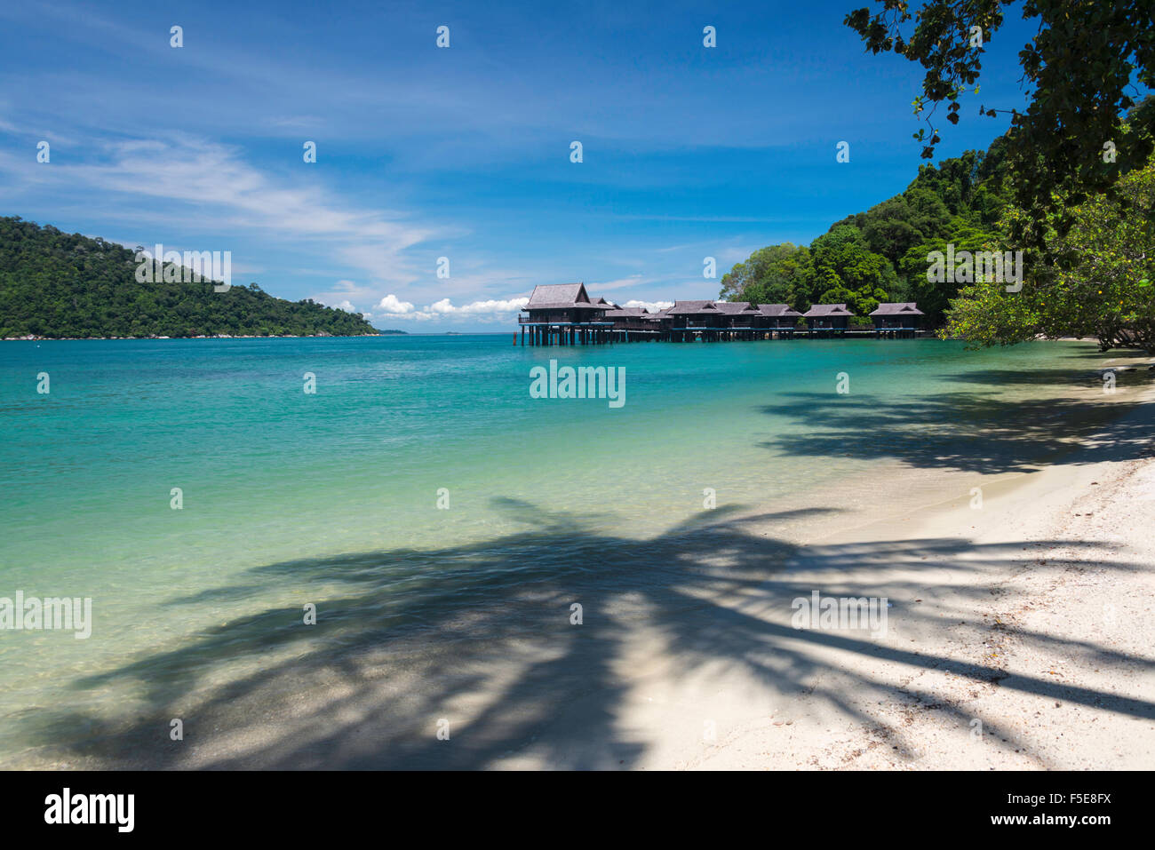 Beach and villas at the luxury resort and spa of Pangkor Laut, Malaysia, Southeast Asia, Asia Stock Photo