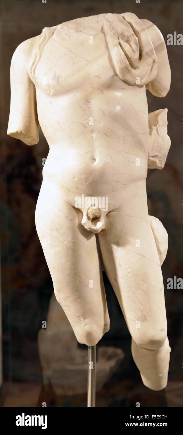 Marble sculpture of Bacchus at the Archaeological Site & Museum at Empuries Catalonia Spain Stock Photo