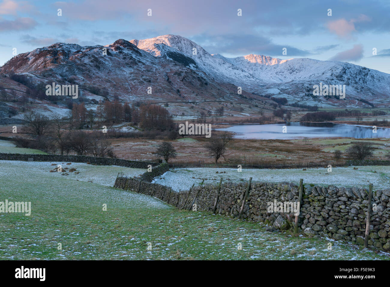 A wintry view of Little Langdale, Lake District National Park, Cumbria, England, United Kingdom, Europe Stock Photo