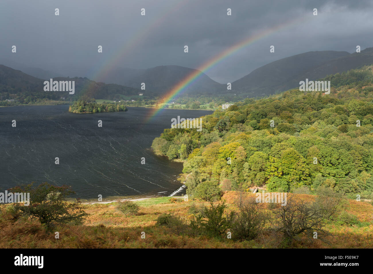 Stormy conditions at Grasmere in the Lake District National Park, Cumbria, England, United Kingdom, Europe Stock Photo