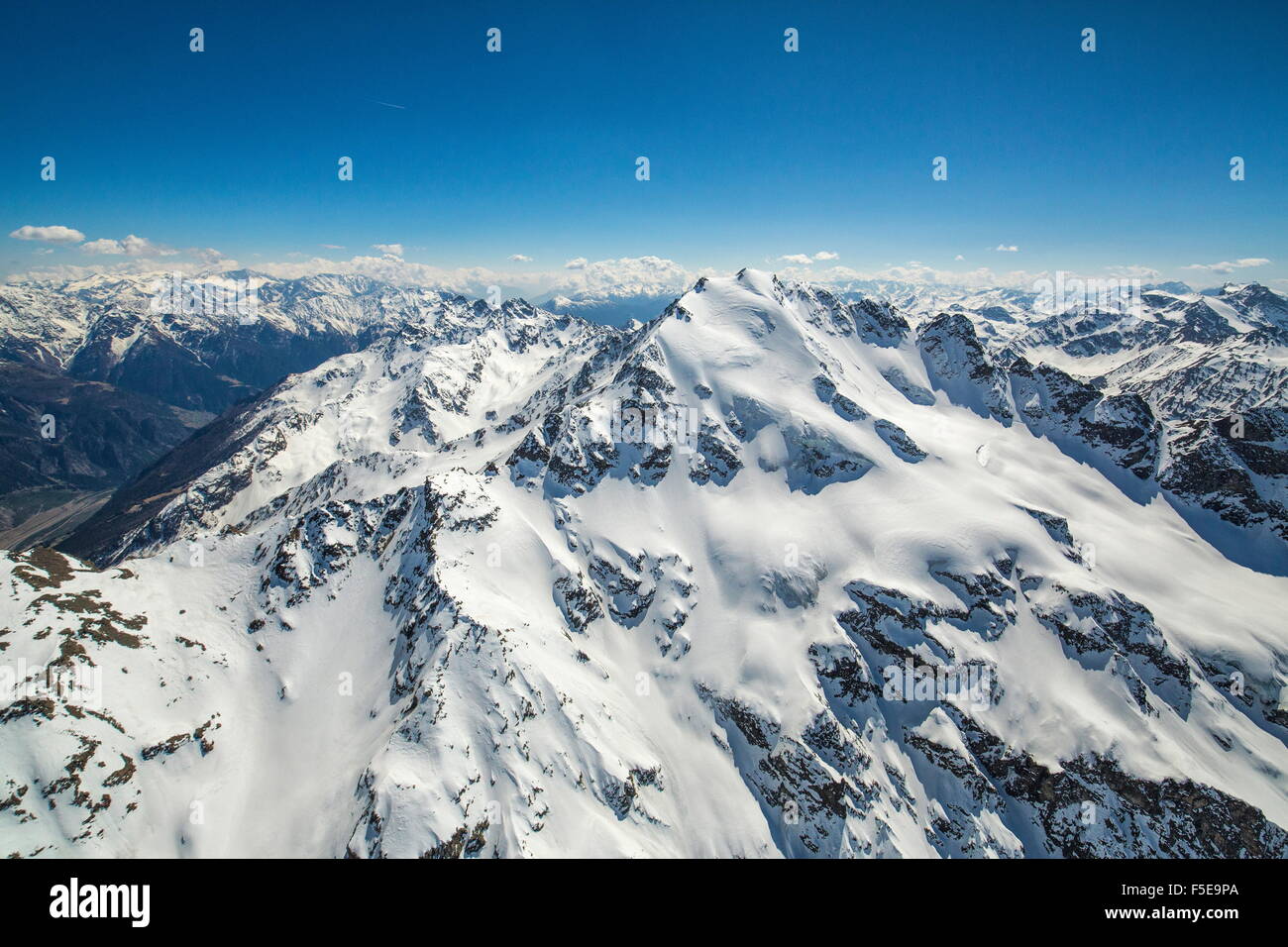 Aerial view of Peak Piazzi Valdidentro, Sondrio, Valtellina, Lombardy, Italy, Europe Stock Photo