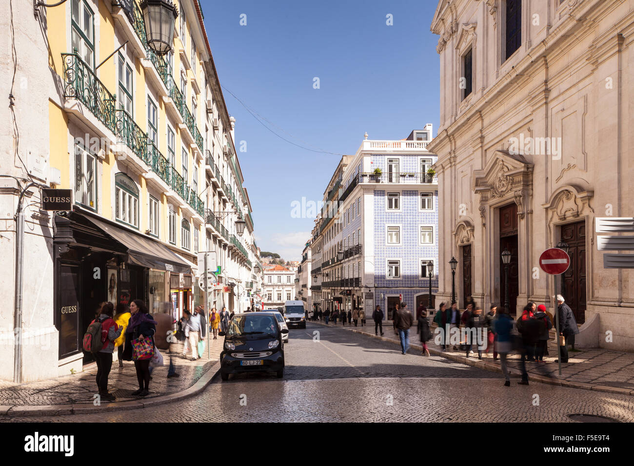 Rua Garrett in Lisbon, Portugal, Europe Stock Photo