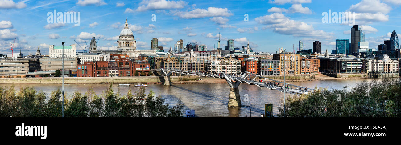 London skyline, St. Pauls and the River Thames from Tate Modern, London, England, United Kingdom, Europe Stock Photo