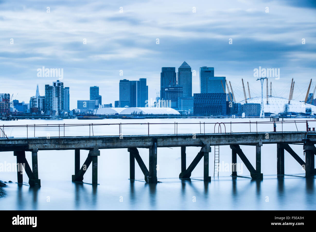 Canary Wharf from London Docklands, London, England, United Kingdom, Europe Stock Photo