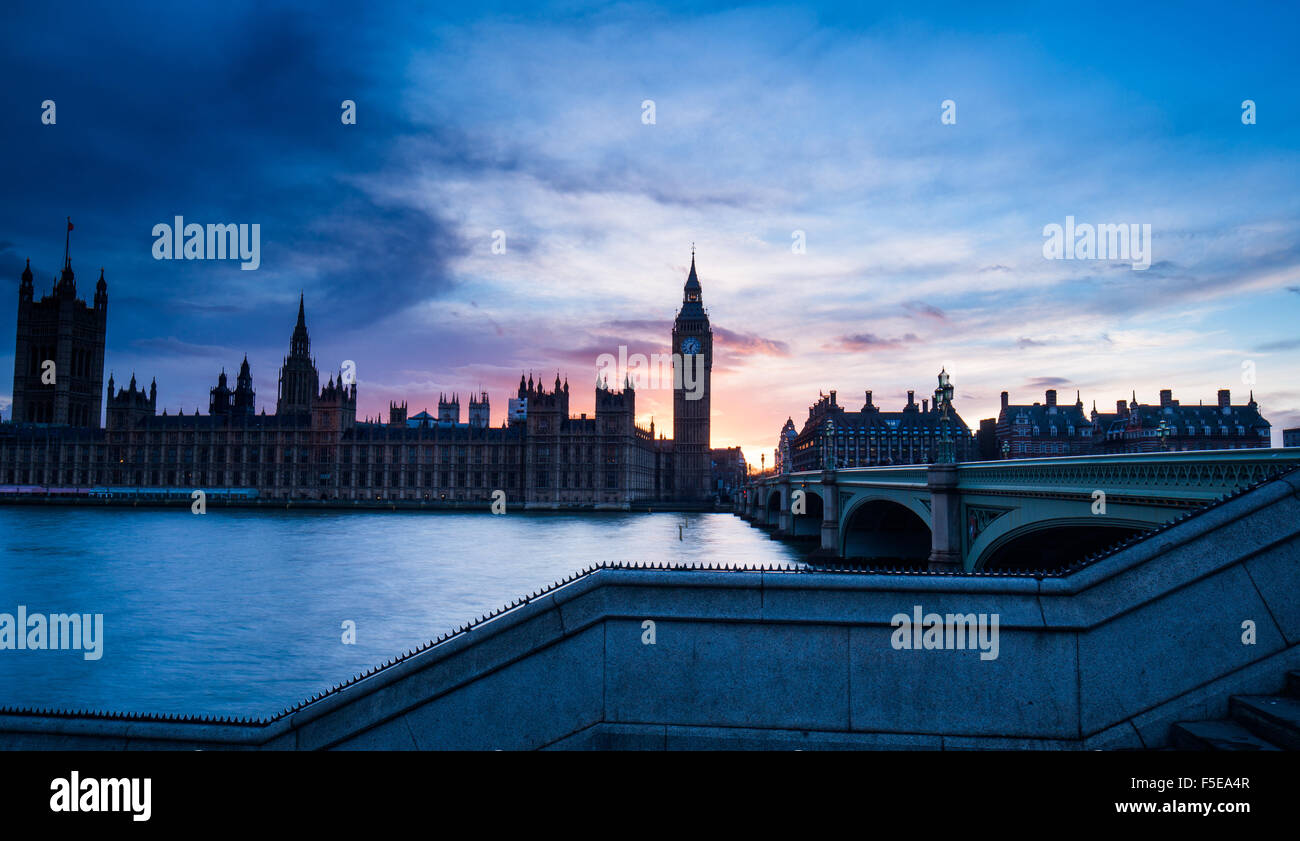 Houses of Parliament and the River Thames, London, England, United Kingdom, Europe Stock Photo