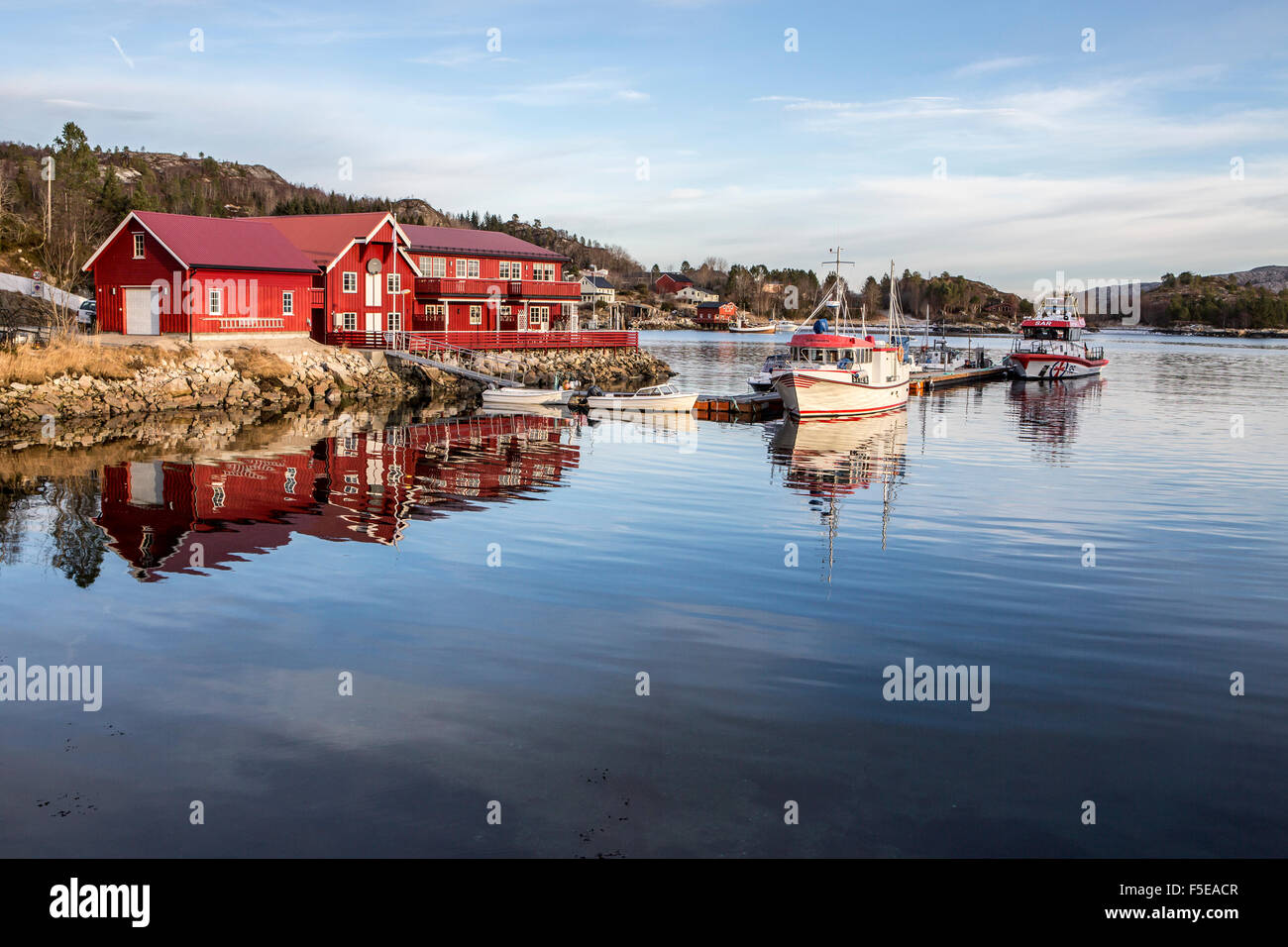 A typical fishing village Froya Island, Trondelag, Norway, Scandinavia, Europe Stock Photo