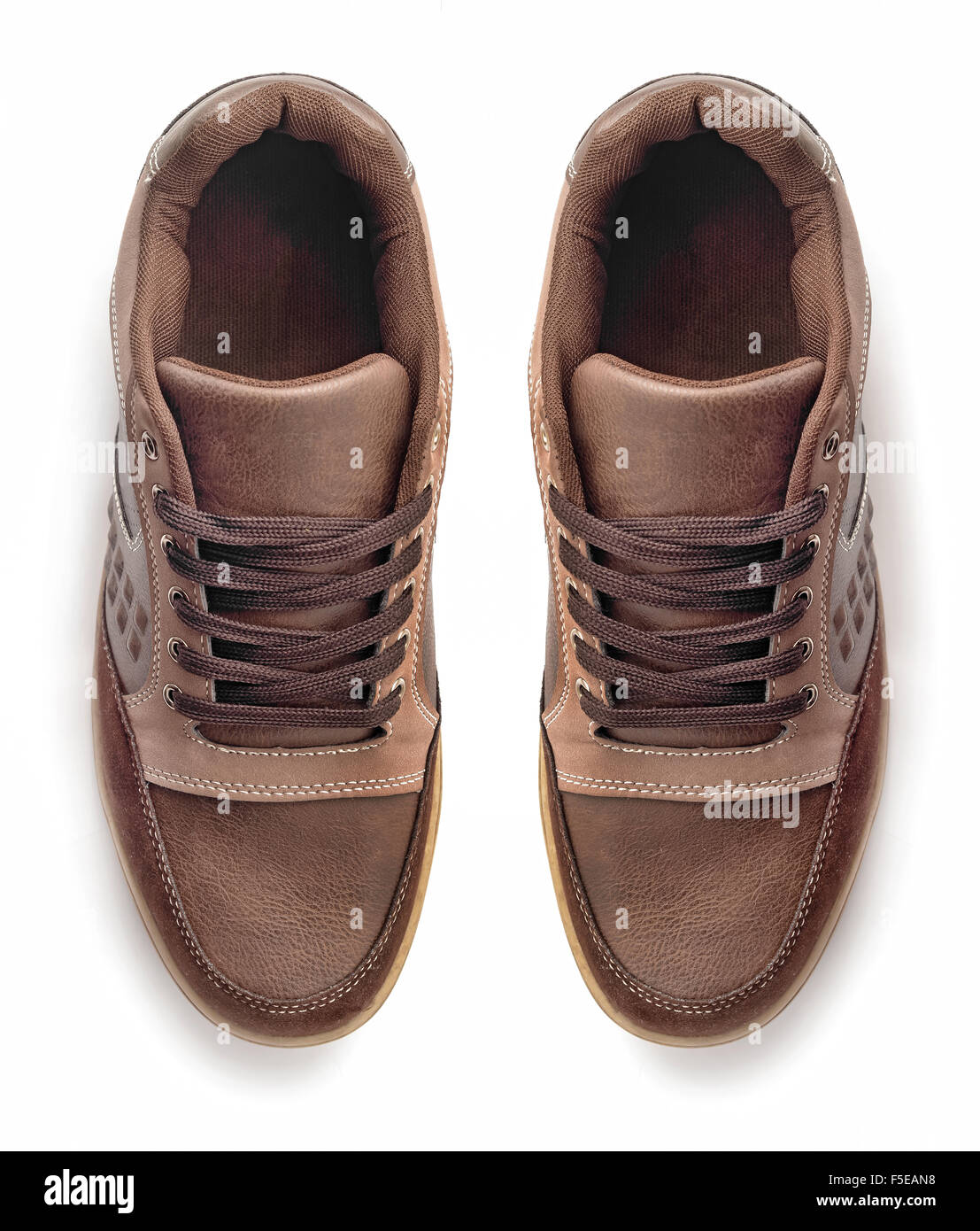 brown casual  leather shoe on white Stock Photo