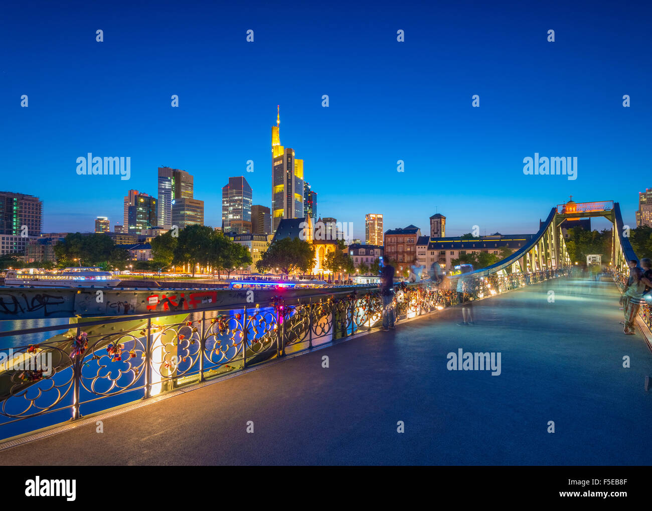 City skyline across River Main, Frankfurt am Main, Hesse, Germany ...