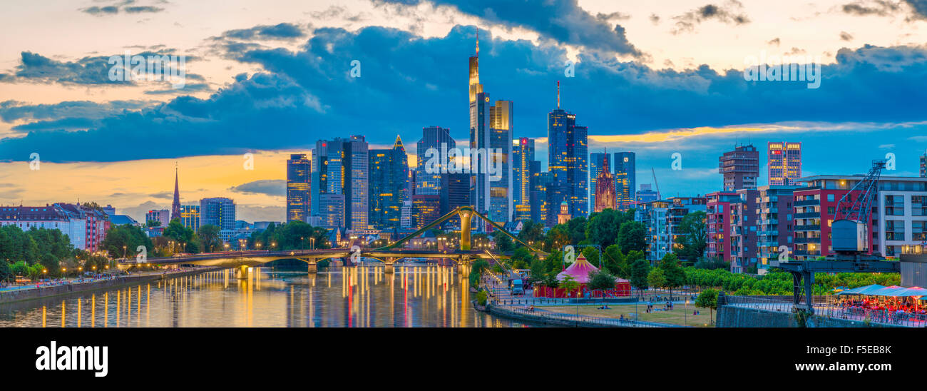 City skyline and River Main, Frankfurt am Main, Hesse, Germany, Europe Stock Photo