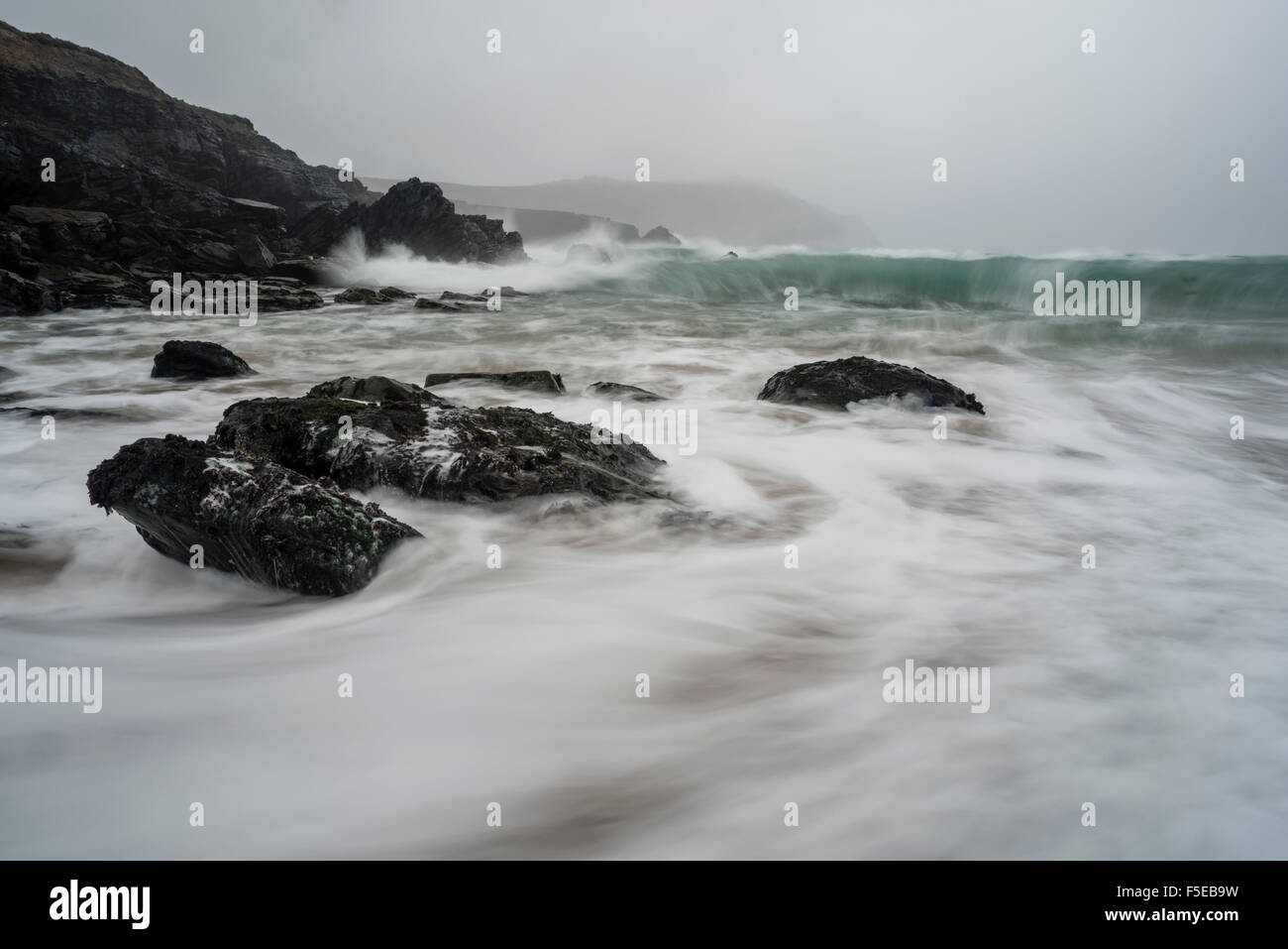 Incoming tide, Clogher Bay, Clogher, Dingle Peninsula, County Kerry, Munster, Republic of Ireland, Europe Stock Photo