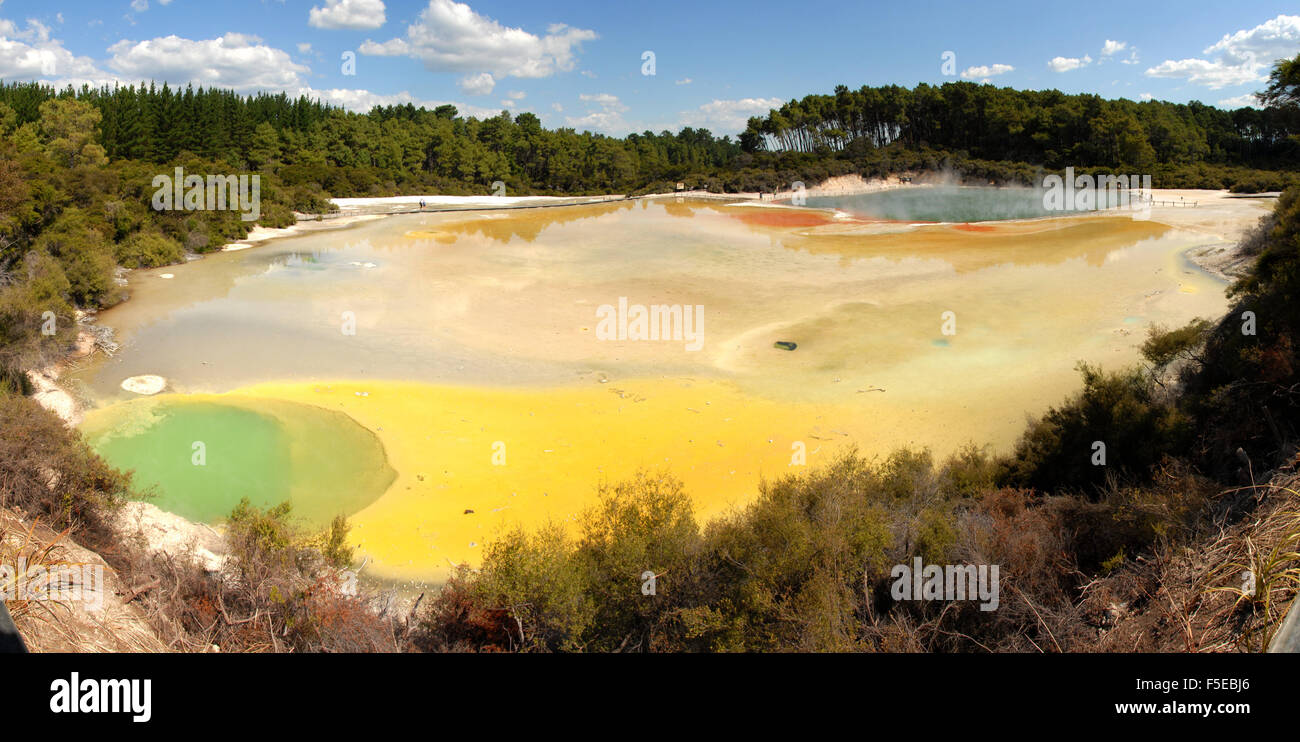 Champagne Pool, in Waiotapu geothermal area, Rotorua, North Island, New Zealand, Pacific Stock Photo