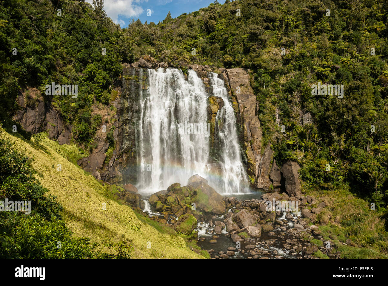 Marokopa Falls, Waitomo karst, North Island, New Zealand, Pacific Stock Photo