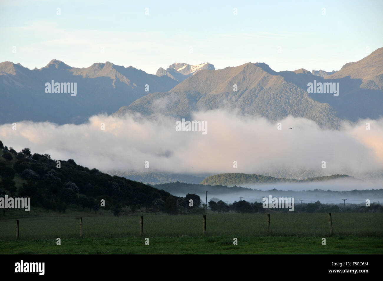 Countryside at Manapouri, Southland, South Island, New Zealand Stock Photo