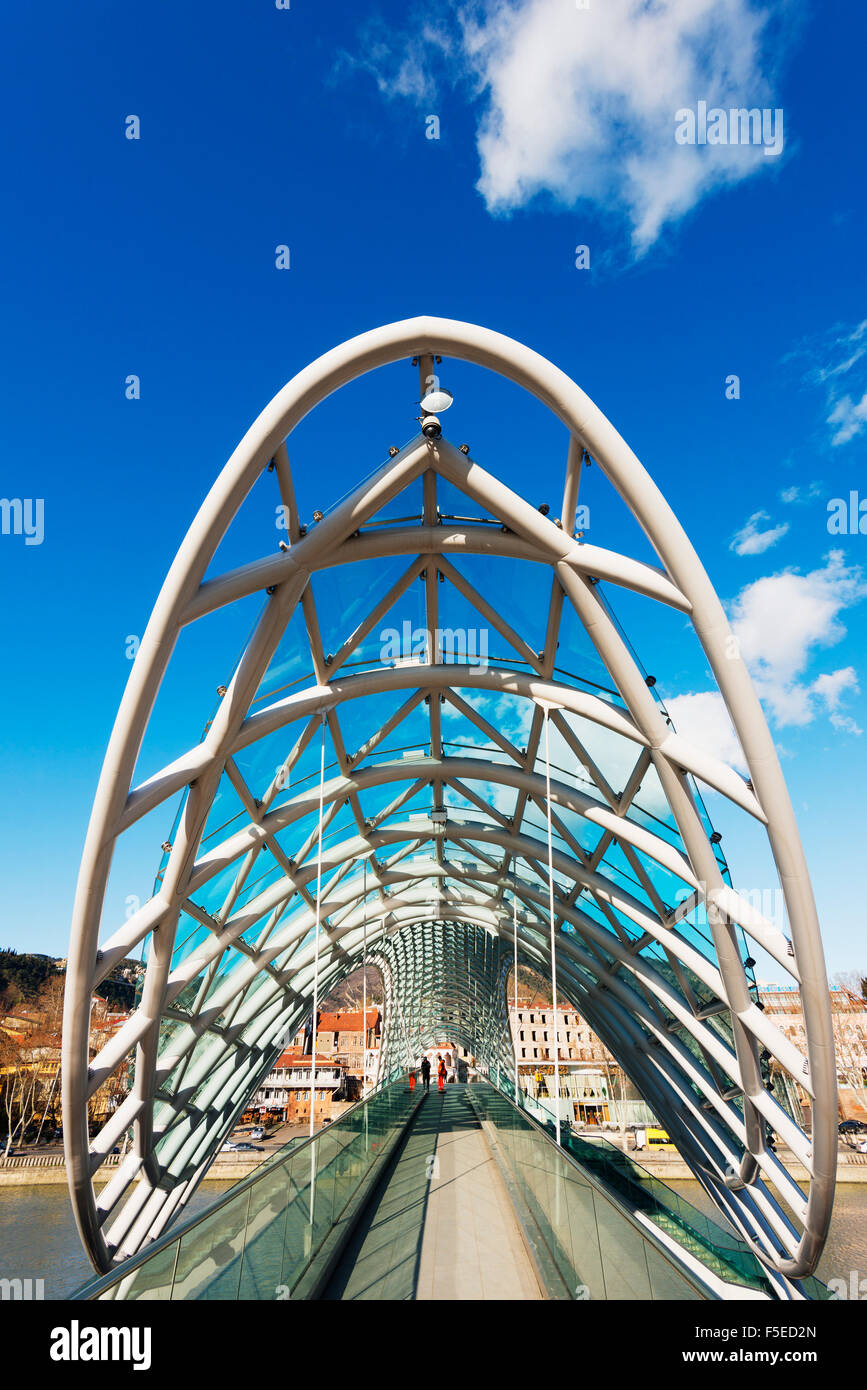 Bridge of Peace on Mtkvari River, Tbilisi, Georgia, Caucasus, Central Asia, Asia Stock Photo