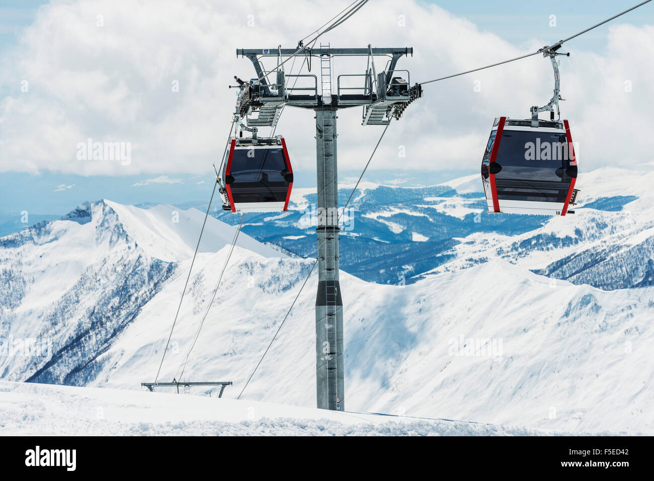 Gondola lift, Gudauri ski resort, Georgia, Caucasus region, Central Asia, Asia Stock Photo