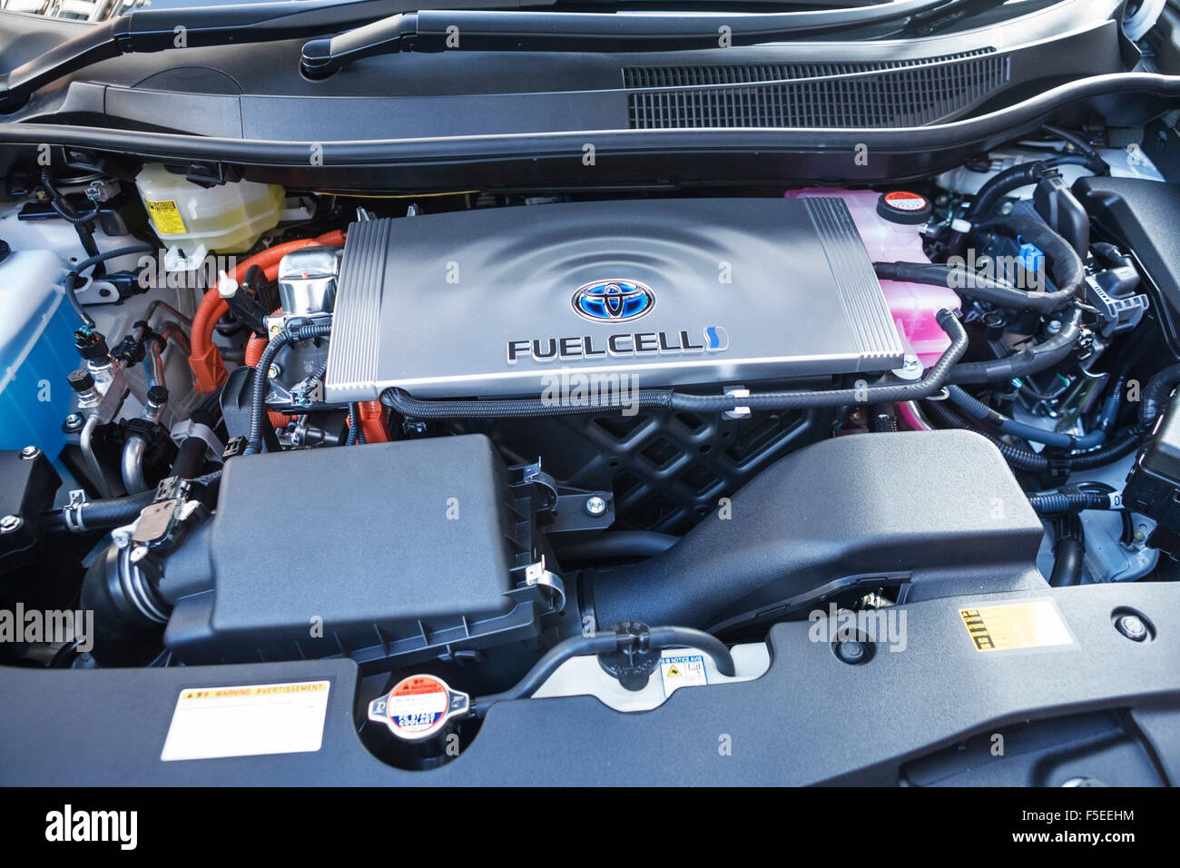 Toyota electric car fuel cell and engine. Stock Photo