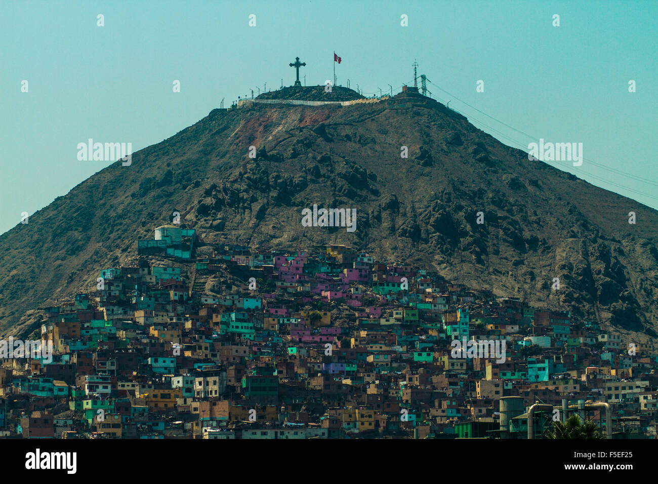 San christobel and hillside slums, Lima, Peru Stock Photo