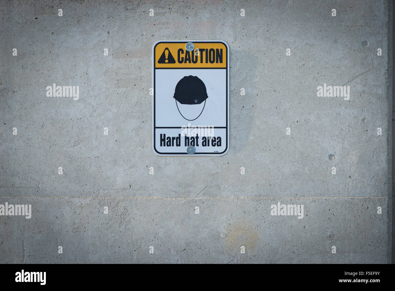 Information notice Caution, hard hat area Stock Photo Alamy