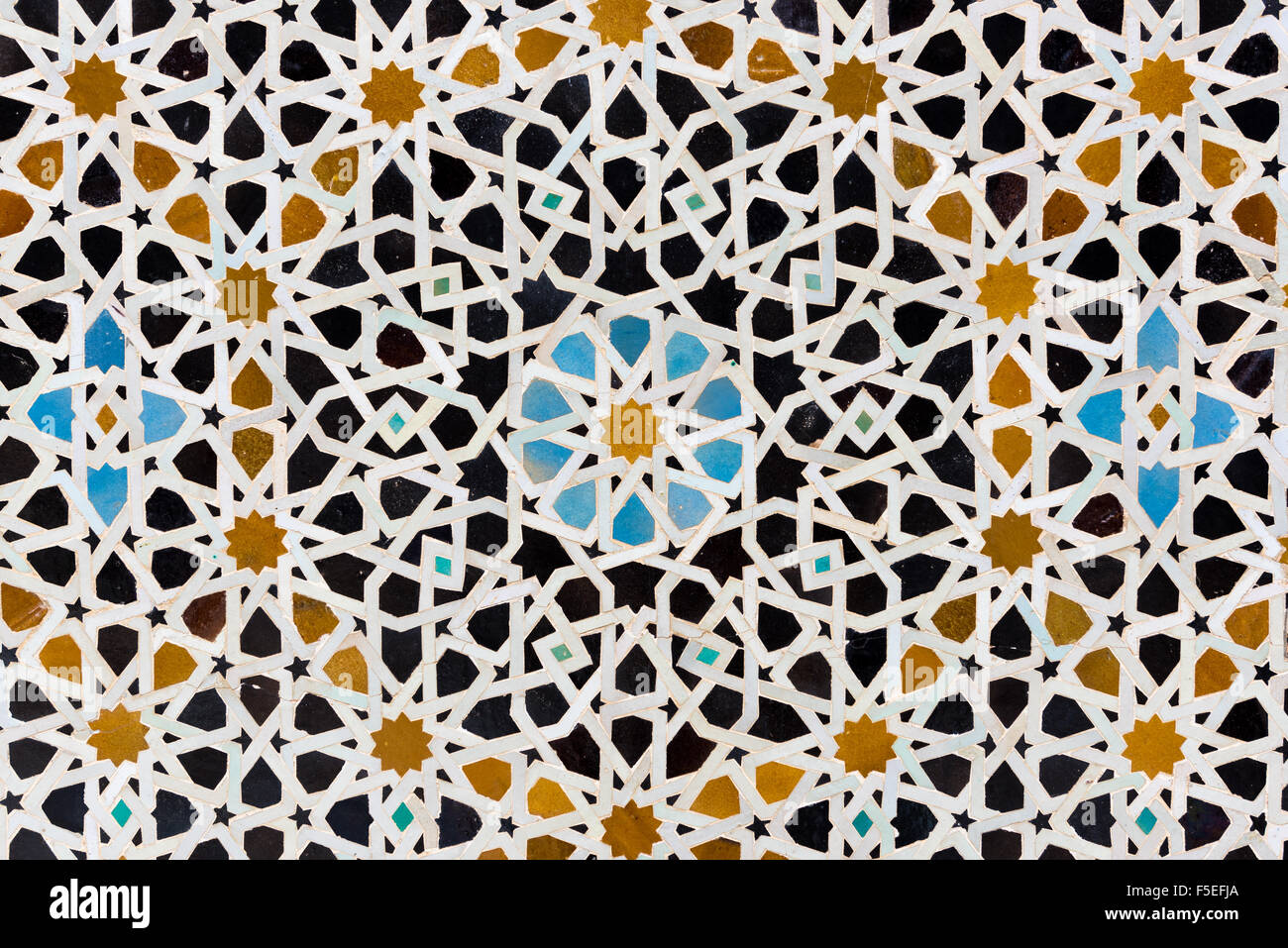 Beautiful mosaic in a traditional Islamic stile, made with ceramic tiles Stock Photo