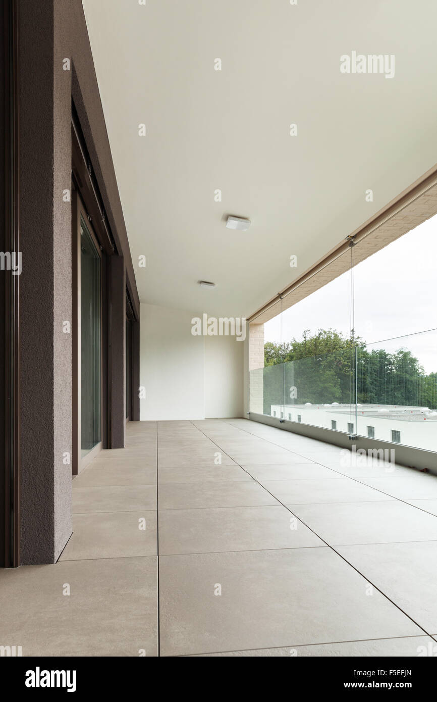interior of new apartment, balcony seen from the outside Stock Photo