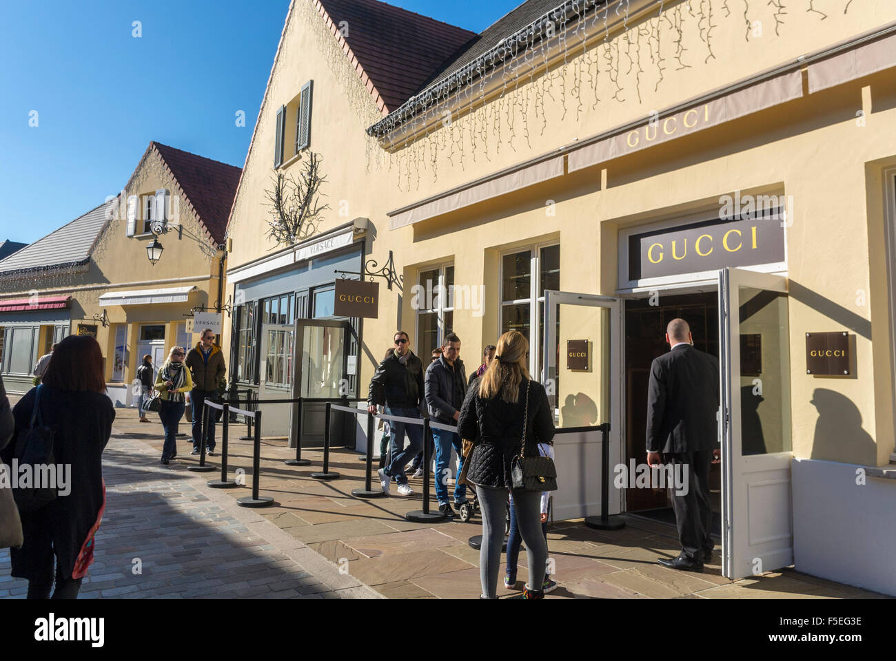 Paris, France, People Shopping in Luxury Stores in "La Vallee Village",  Discount Shops, Street Scene, Gucci Store Front Stock Photo - Alamy