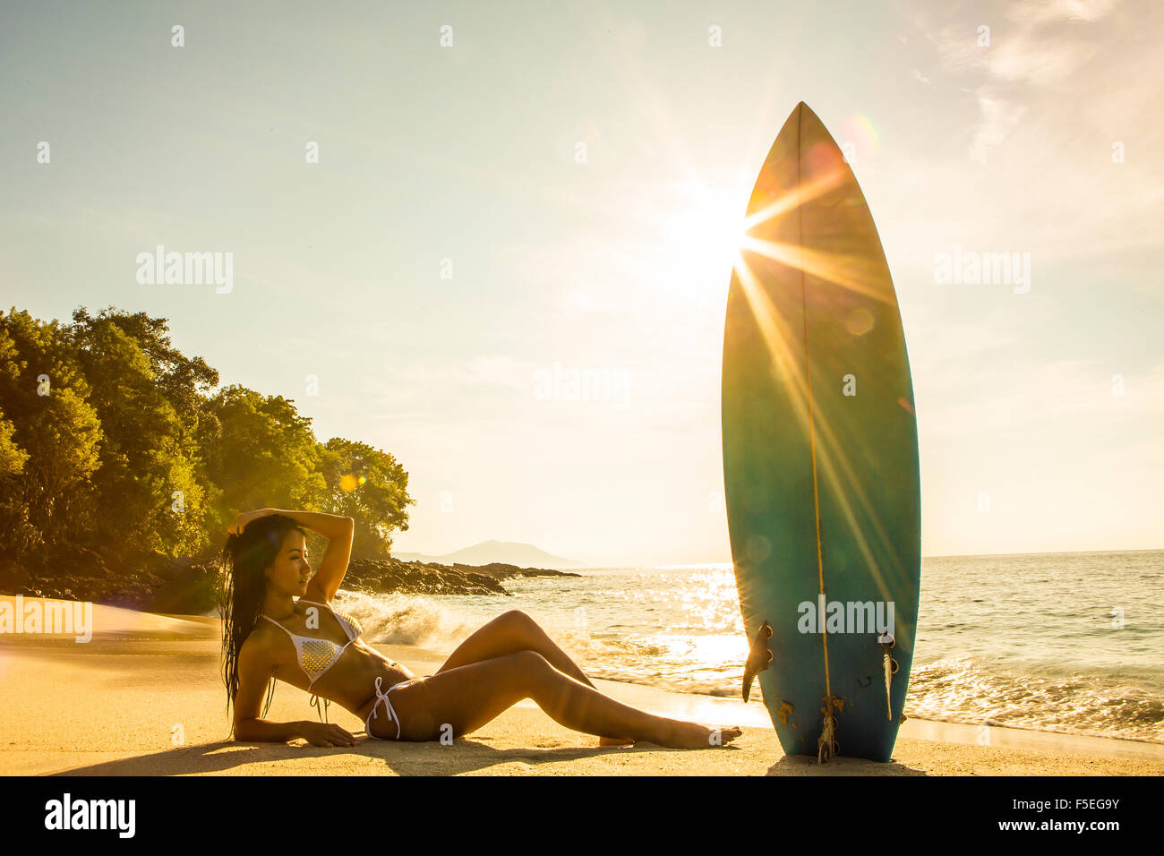 Young Woman without Bra on the Tropical Beach of Bali Island. Bikini Girl  Freedom Concept. Indonesia. Stock Image - Image of body, brunette: 97514907