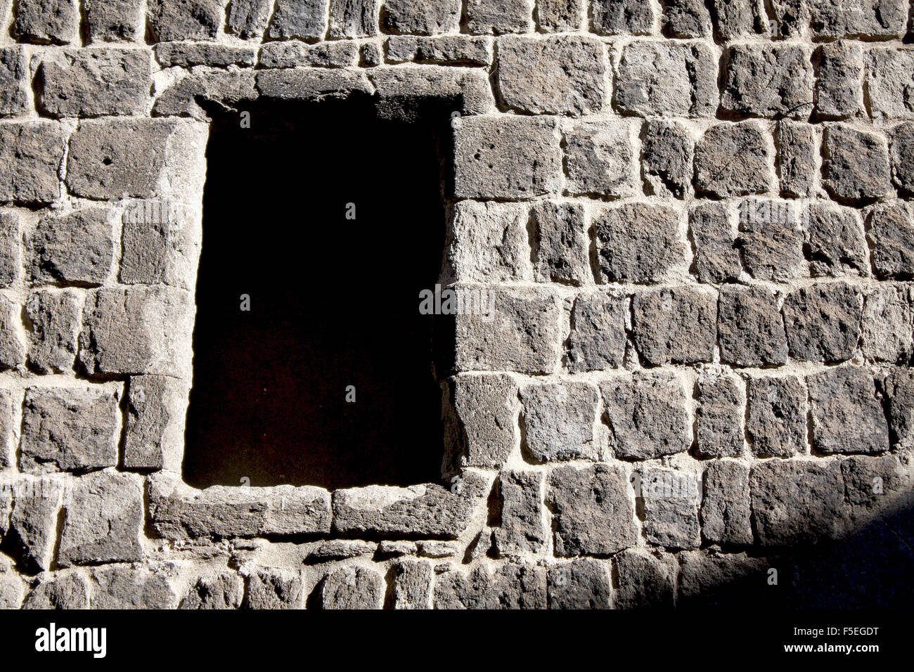 window in old medieval wall (Castle) Stock Photo