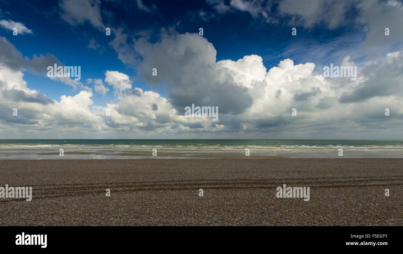 Empty Beach, Dieppe, Normandy, France Stock Photo