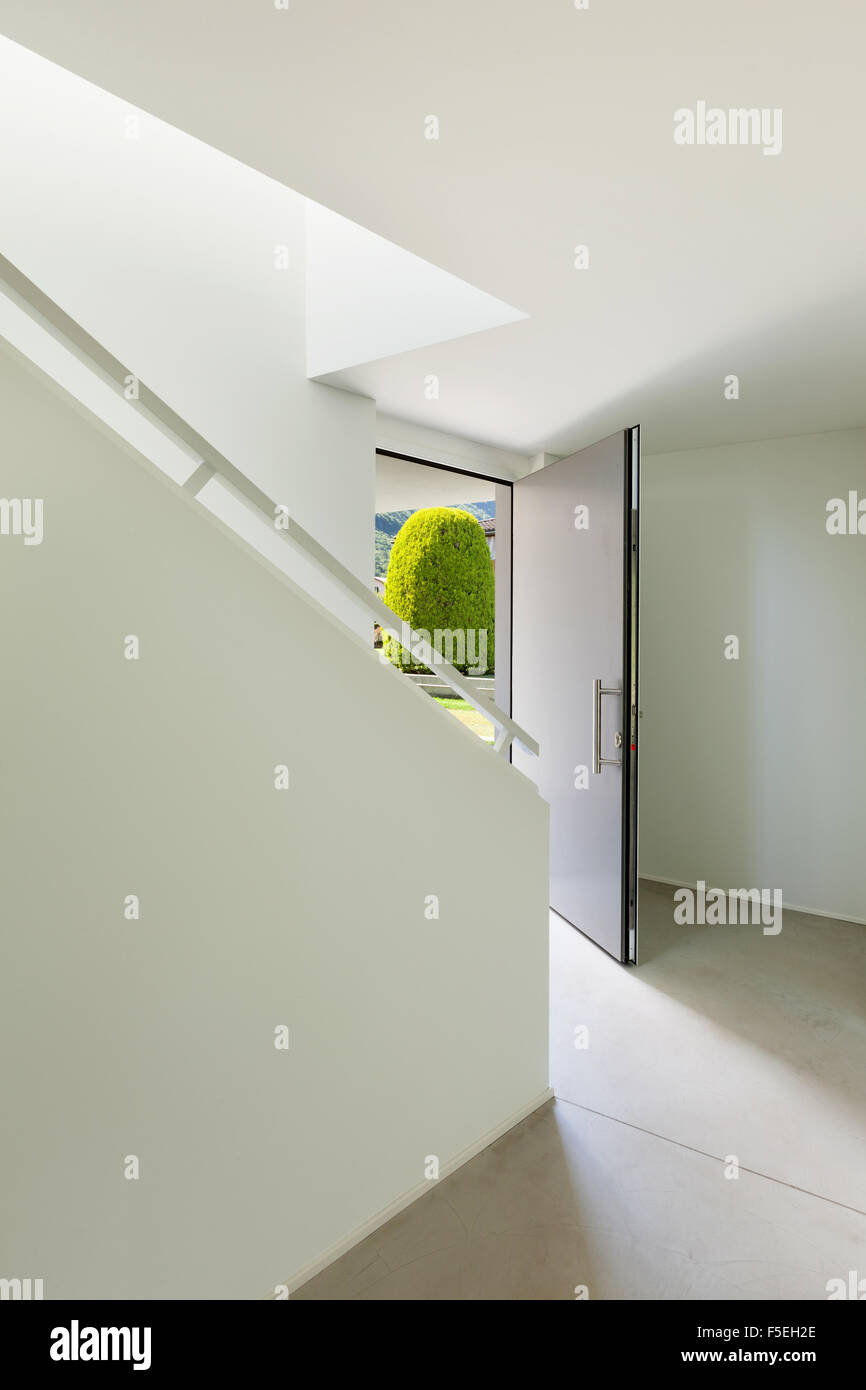 architecture, entrance of modern house, open door Stock Photo