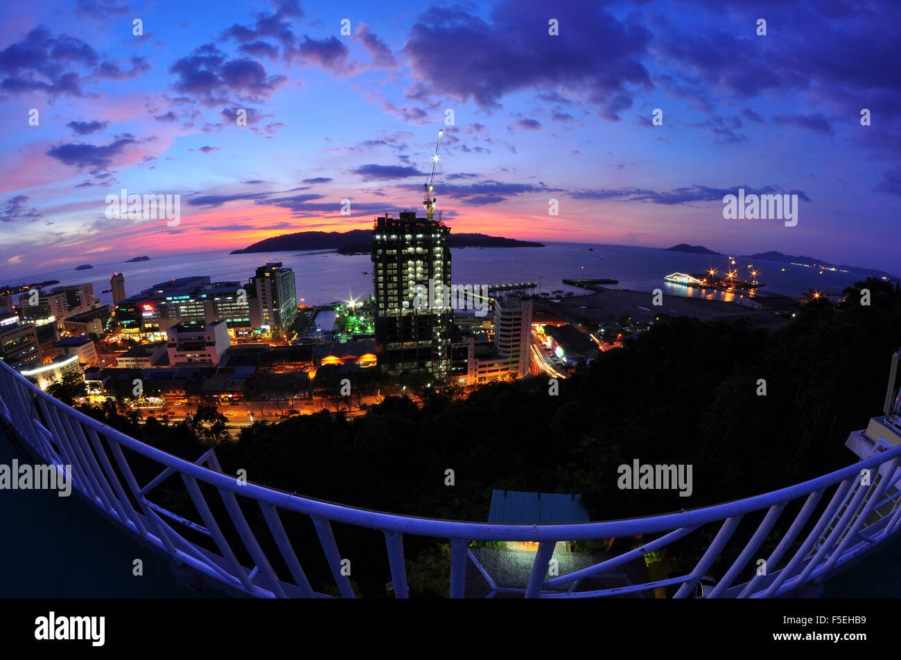 Sunset view of Kota kinabalu, Sabah, Malaysia Stock Photo