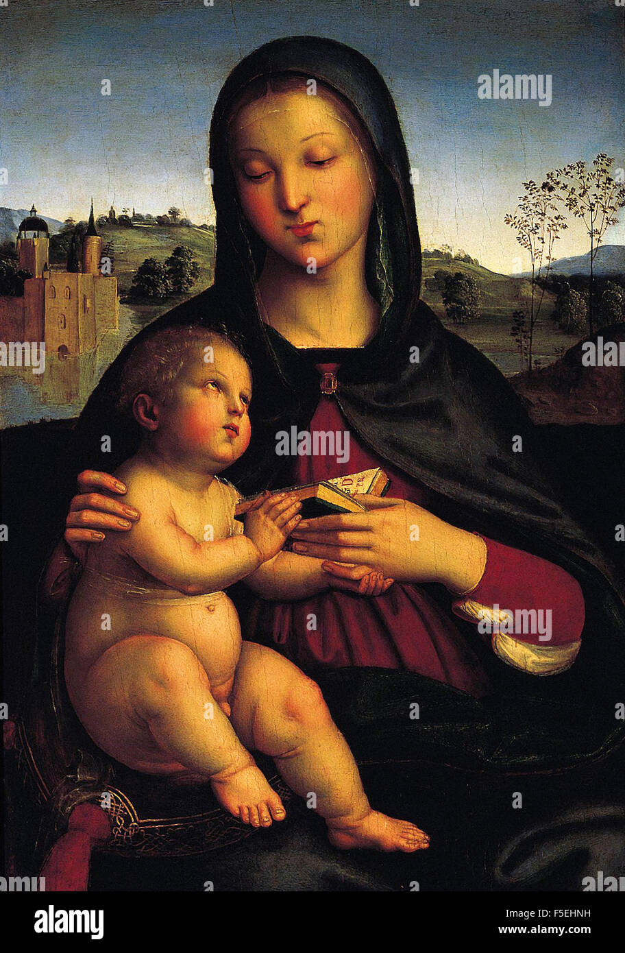 Raffaello Sanzio - Raffaello - Madonna and Child with Book Stock Photo