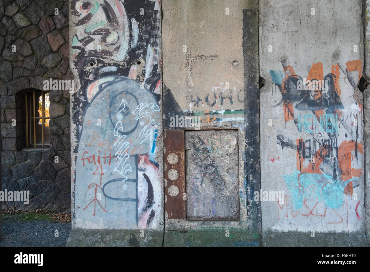 Segments of the original Berlin Wall on display outside the Märkisches (Marcher) Museum, Mitte, Berlin, Germany, Europe Stock Photo