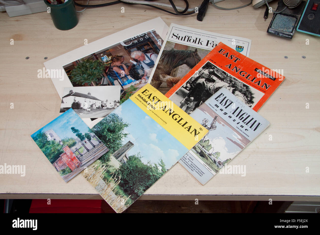 Postcards and East Anglian magazines for the 1960s and 70s Stock Photo