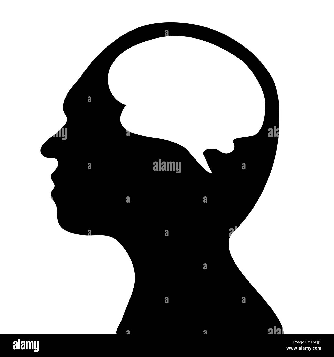 silhouette of the head and  brain. process of human thinking. The concept of intelligence. People communication with the outside Stock Photo