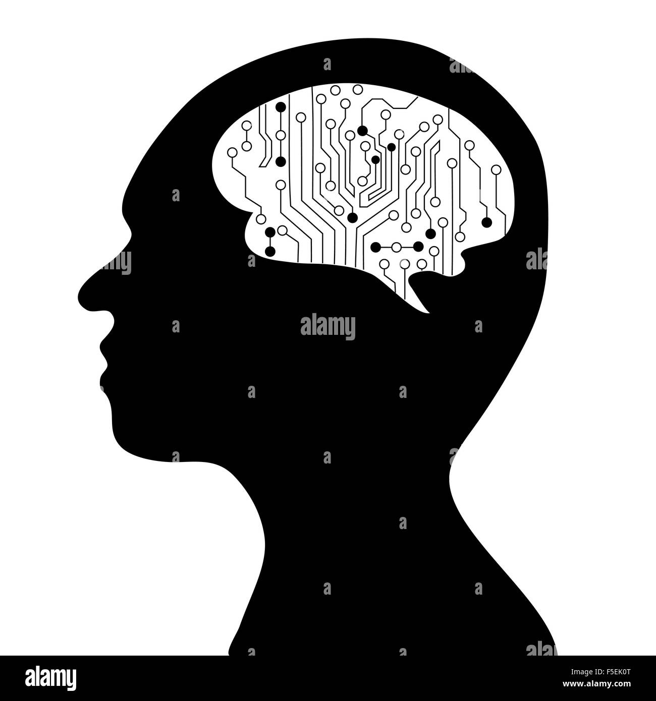 Technological brains . Vector eps10.silhouette of the head and brain ...