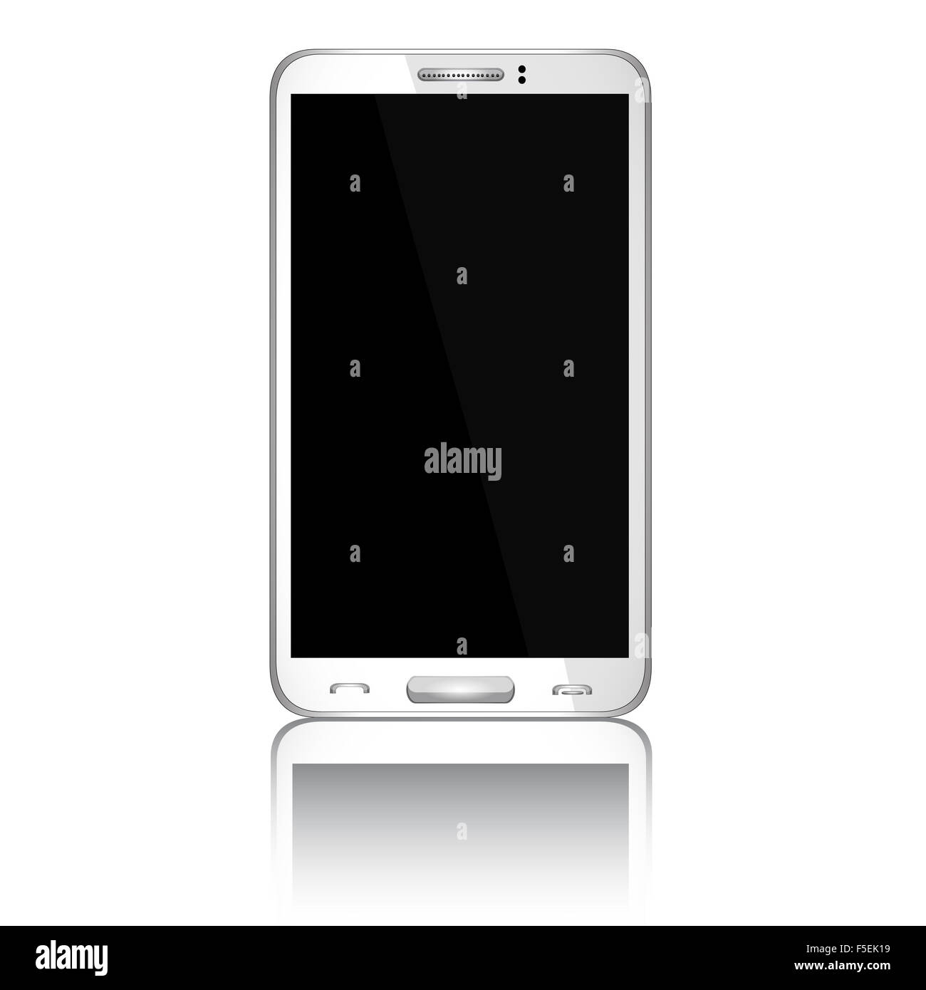 Realistic mobile phone with blank screen isolated on white background ...