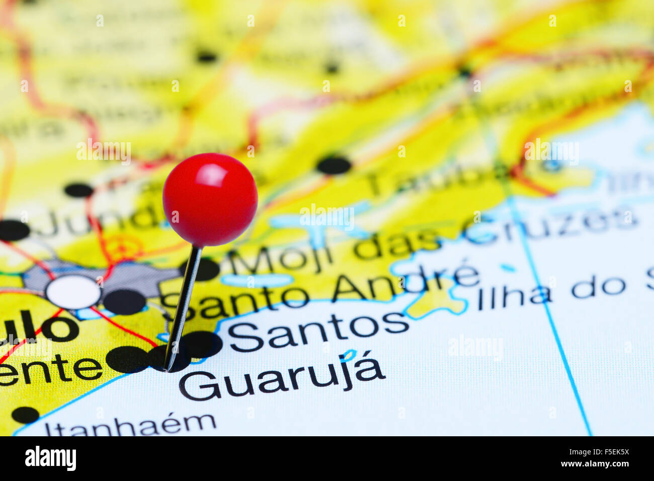 Guaruja pinned on a map of Brazil Stock Photo - Alamy
