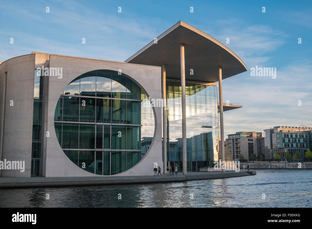 Modern architecture of the Chancellery building located near River Spree, Berlin, Germany Stock Photo