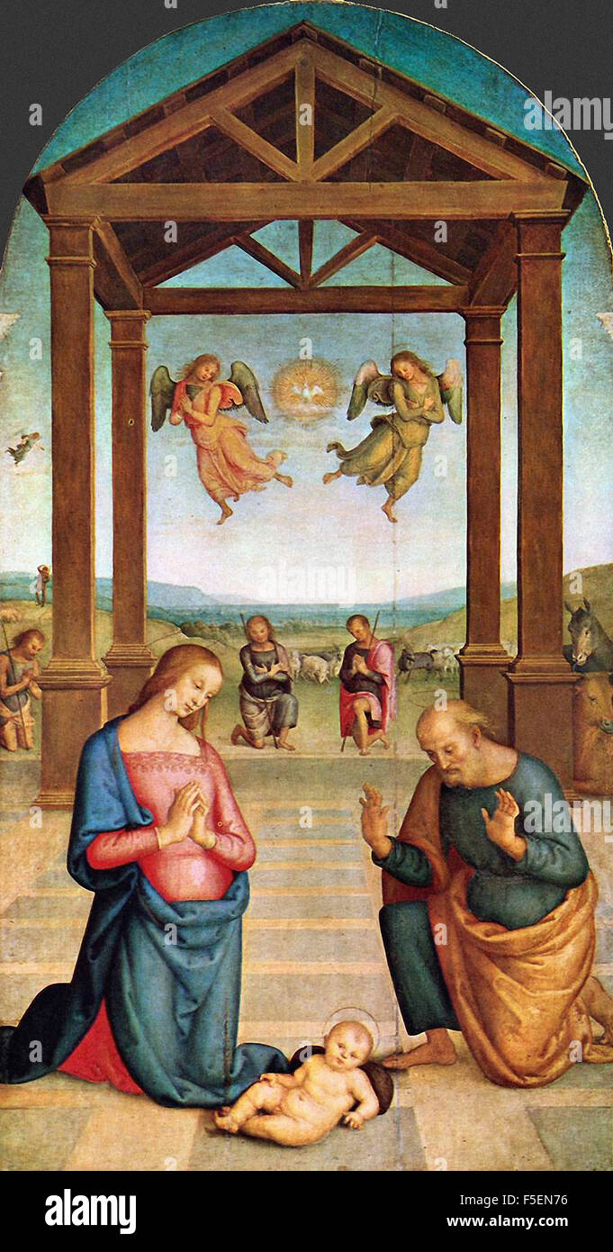Pietro Perugino - The Nativity 002 Stock Photo