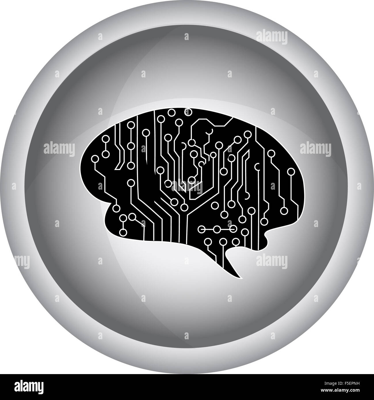 Vector outline illustration of human brain on white background Stock ...