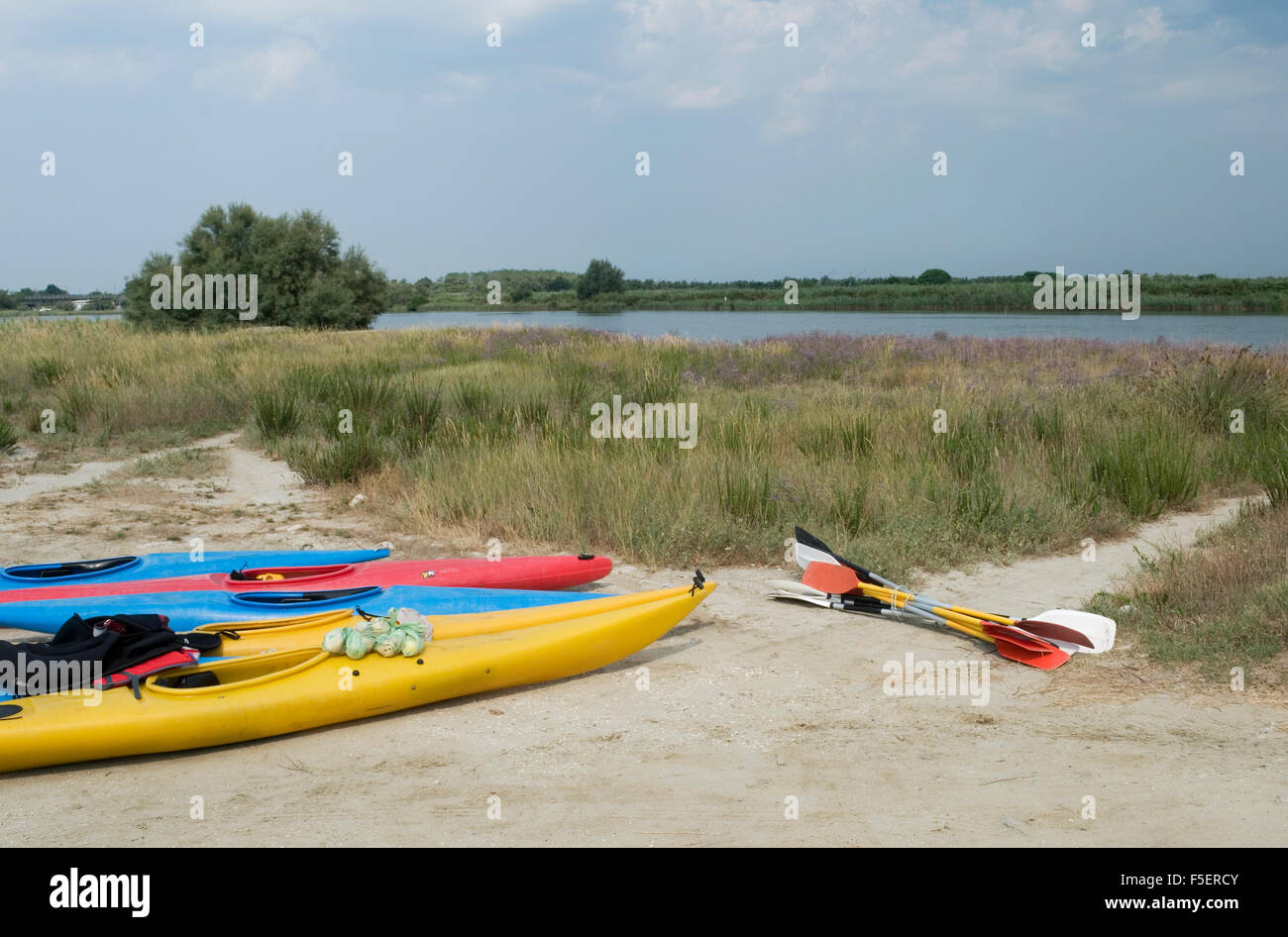 Kayaks in Po di Volano Delta, Po Delta Regional Park, Emilia-Romagna, Italy  Stock Photo - Alamy