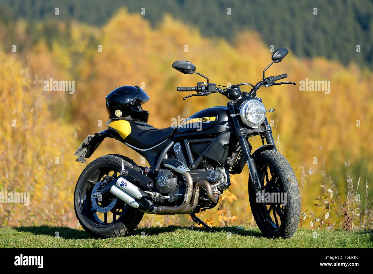 A motorcycle, Germany, near city of Schulenberg 2. November 2015. Photo: Frank May Stock Photo