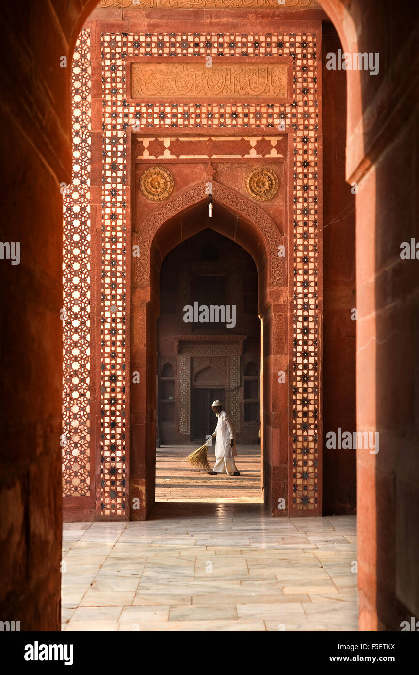 Morning in Jama Masjid Mosque. Fatehpur Sikri, India Stock Photo