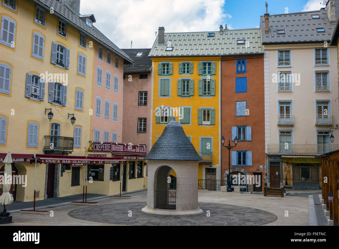 Place des Armes, Briançon fortified city in the mountains, France Stock Photo