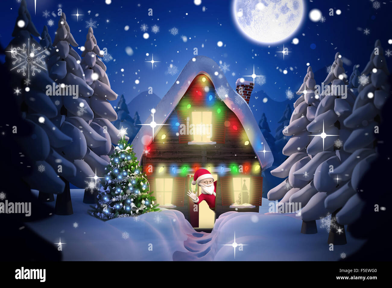 Composite image of cute cartoon santa claus Stock Photo - Alamy